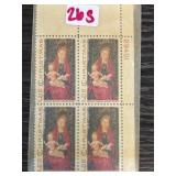 Block of 5 Cent US Christmas Stamps