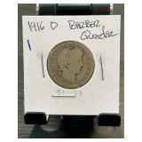 1916-D Barber Quarter Coin