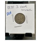 1870 Three-Cent Nickel Coin