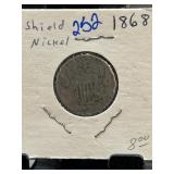 1868 Shield Nickel in Display Card