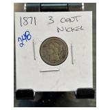 1871 United States 3-Cent Nickel Coin