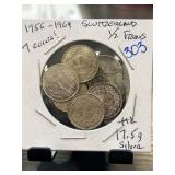 1956-1964 Switzerland 1/2 Francs Coin Lot