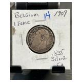 1909 Belgium 1 Franc Coin Leopold II