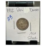 1912 Peru Dinero .900 Silver Coin