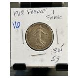 1918 France 1 Franc Coin