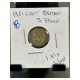 1921 Great Britain Threepence Coin