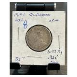 1919 Newfoundland 25-Cent Coin XF-40