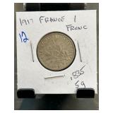 1917 France 1 Franc Coin