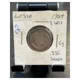 Latvia 1924 1 Lats .835 Silver Coin