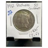 1912 Portugal 50 Centavos Coin