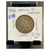 1943 Mexico 50 Centavos Coin