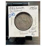 1950 Belgium 20 Francs .835 Silver Coin