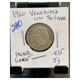 1960 Venezuela 1 Bolivar Coin in Higher Grade