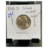 1943 D Silver Nickel Graded MS65