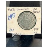 1953 Morocco 100 Francs Coin