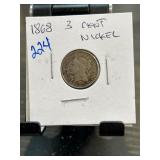 1868 Three-Cent Nickel Coin