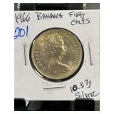 1966 Bahamas Fifty Cents Coin