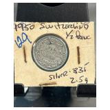 1950 Switzerland 1/2 Franc Silver Coin