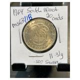 1964 South Africa 20 Cents Coin MS63