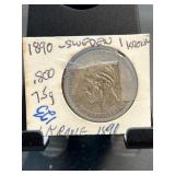 1890 Sweden 1 Krona Silver Coin