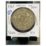 1961 Mexico Un Peso Silver Coin