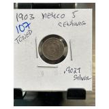 1903 Mexico 5 Centavos Silver Coin
