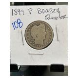 1899 P Barber Quarter Coin in Flip