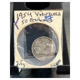 1954 Venezuela 50 Centimos Coin