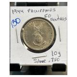 1944 Philippines 50 Centavos Coin