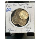 Australia 1959-1963 3 Pence Coins