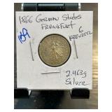 1866 German States Frankfurt 6 Kreuzer Coin