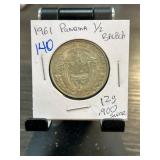 1961 Panama 1/2 Balboa Coin