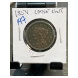 1854 US Large Cent in Protective Holder