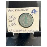 1904 Philippines 10 Centavos Silver Coin
