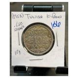 Tunisian 10 Francs 1958 Silver Coin