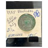 1935 Portugal 2.5 Escudos Silver Coin