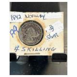 1842 Norway 4 Skilling Silver Coin