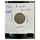 1866 Three-Cent Nickel Coin