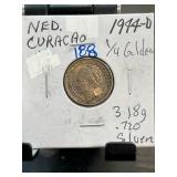1944-D Curacao 1/4 Gulden Coin