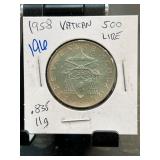 1958 Vatican 500 Lire Coin