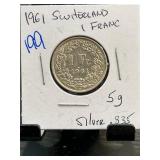 1961 Switzerland 1 Franc Coin