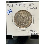 1944 Mexico 50 Centavos Silver Coin