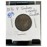 1876 Seated Liberty Quarter Coin