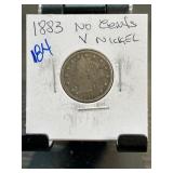 1883 Liberty Head No Cents V Nickel