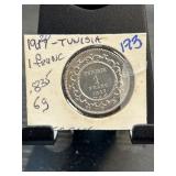 1947 Tunisia 1 Franc .835 Silver Coin