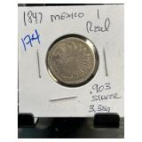 1847 Mexico 1 Real .903 Silver Coin