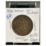 1914 Mexico 50 Centavos Silver Coin