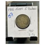 1956 Egypt 5 Piastres Coin