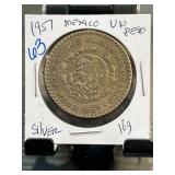 1957 Mexican 1 Peso Silver Coin