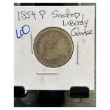 1854 P Seated Liberty Quarter